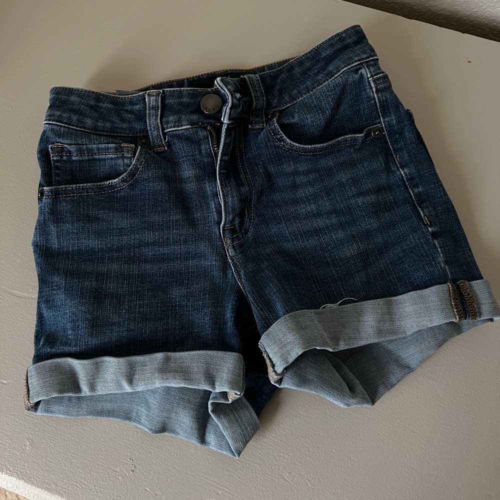 Aeropostale Dark Wash Denim High Rise MIDI Shorts